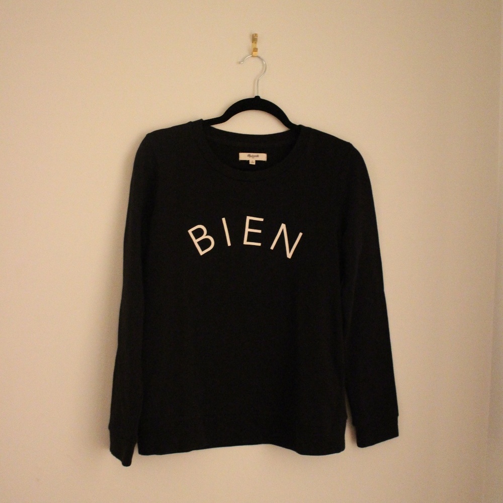 Madewell Black "Bien"/"Fait" Fashion Sweatshirt